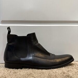 Hugo Boss Mens Black Leather Chelsea Dress Boots 50211003 Square Toe Size 12
